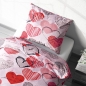 Preview: 2-teilige Seersucker Bettwäsche 135x200cm und 80x80cm - Love Liebe Herzen in weiß und rot - Bettgarnitur aus 100% Baumwolle, bügelfrei (621/1)
