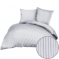 Preview: 2-teilige Seersucker Bettwäsche 135x200cm und 80x80cm - grau weiß gestreift - Bettgarnitur aus 100% Baumwolle, bügelfrei (BS-Streifen)