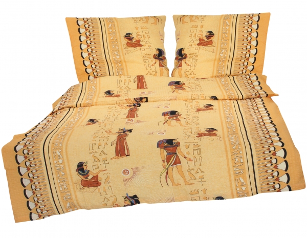 2-teilige Seersucker Bettwäsche 135x200cm und 80x80cm - Afrika Ägypten Mumie - Bettgarnitur aus 100% Baumwolle, bügelfrei (S-142/1)