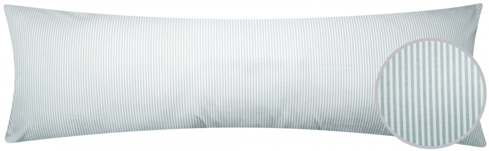 Renforcé Seitenschläferkissen Bezug 40x145cm - Grau Weiß gestrieft - Modern - 100% Baumwolle Stillkissenbezug (J-Streifen-01)