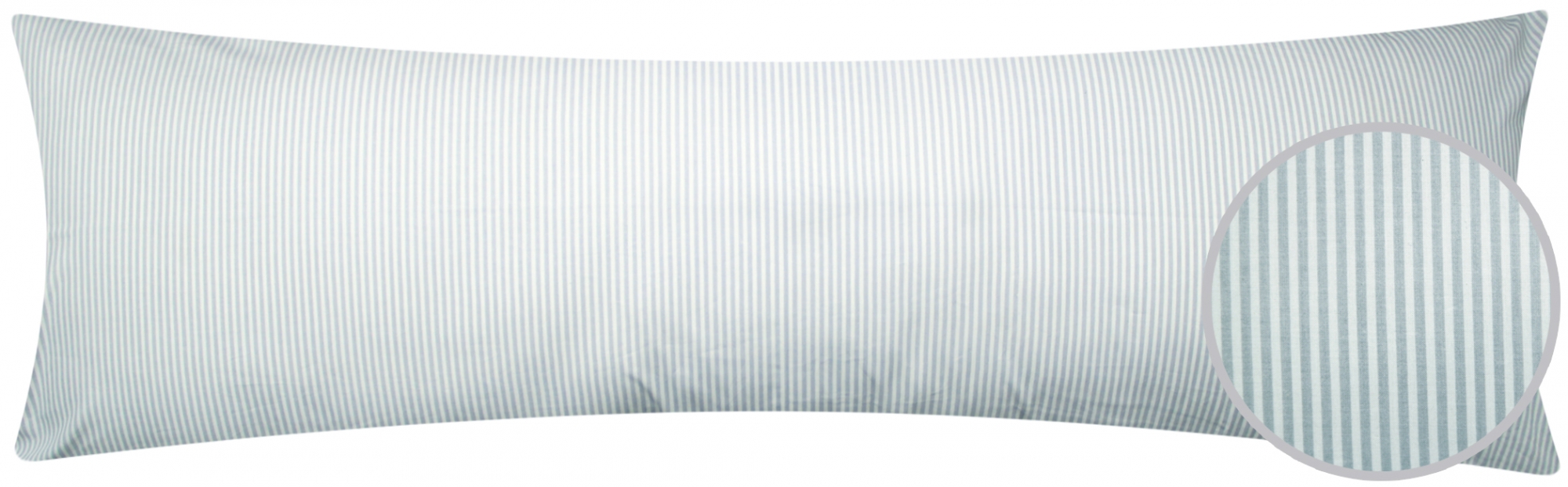 Renforcé Seitenschläferkissen Bezug 40x145cm - Grau Weiß gestrieft - Modern - 100% Baumwolle Stillkissenbezug (J-Streifen-01)