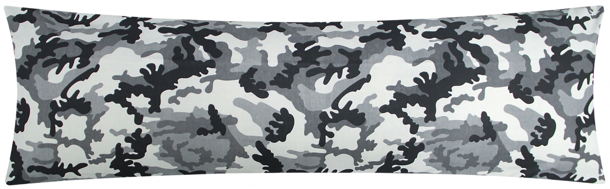 Baumwoll Renforcé Seitenschläferkissen Bezug 40x145cm - Camouflage in Grau und Schwarz - 100% Baumwolle Stillkissenbezug (KY-200-3)