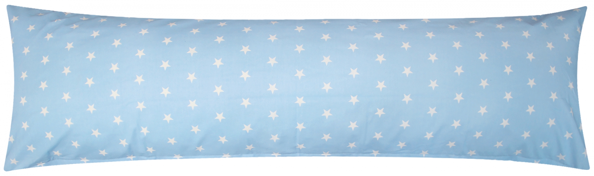 Baumwoll Renforcé Seitenschläferkissen Bezug 40x145cm - Sterne in Blau und Weiß - 100% Baumwolle Stillkissenbezug (376-2-Blau)