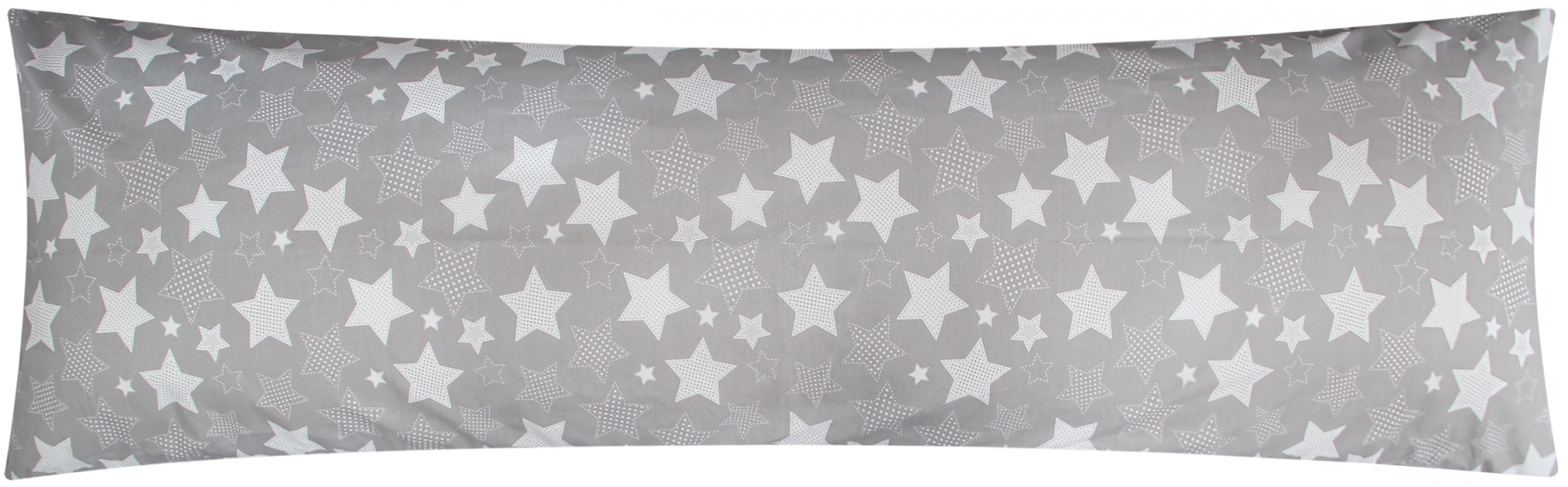 Baumwoll Renforcé Seitenschläferkissen Bezug 40x145cm - Sterne in Grau und Weiß - 100% Baumwolle Stillkissenbezug (KY-500-1)